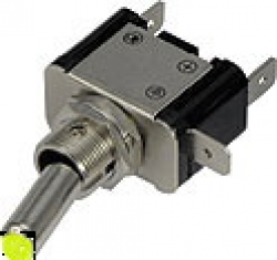 Vypínač kovový 12mm 25A / 12V se žlutou LED - on/off
