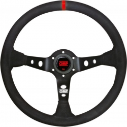 Volant OMP Corsica 350mm - černý/červený - semiš 