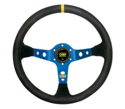 Volant OMP Corsica 350mm - černý/modrý - semiš 