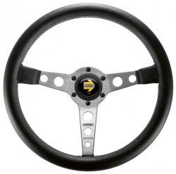 Volant Momo Prototipo 350mm - černý/stříbrný - kůže