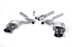 Catback výfuk Milltek Ford Mustang 2.3T EcoBoost Fastback (15-18) - verze bez rezonátoru - koncovky černé Quad (Roush)