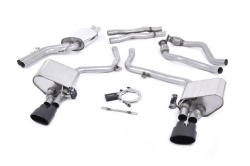 Catback výfuk Milltek Audi S4 B8 3.0 V6 Supercharged (09-12) - verze s klapkami - koncovky černé Oval