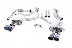 Catback výfuk Milltek Audi S4 B9 3.0 TFSI V6 Sedan/Avant sport. difer. (16-) - verze bez rezonátoru - koncovky titanové modré