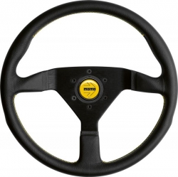 Volant Momo Montecarlo 350mm  - černý/žlutý - kůže