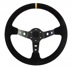 Sportovní volant SW018 - 350mm semiš / 90mm - černý/černý