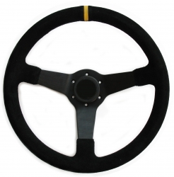 Sportovní volant SW020 - 350mm semiš / 90mm - černý/černý