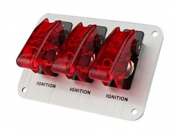 Startovací panel hliníkový - 3x přepínač kill switch