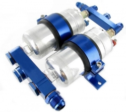 Adaptér pro instalaci dvou palivových pump 044 s duálním držákem a dvěma pumpami Bosch 044 (0580254044) - vstupní + výstupní