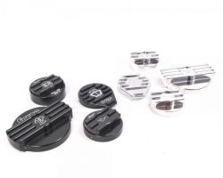 Set krytů víček na olej, vodu, brzdy, ostřikovače Forge Motorsport VAG 2.0 TFSi (14-) - černé/leštěný hliník