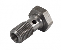 Průtokový šroub na banjo M10 x 1,25 - délka 20mm - nerezový