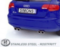 Catback výfuk Simons Audi A3 8PA 2WD Sportback 1.4/2.0 TFSi (04-13) - homologace