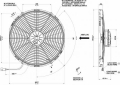 Vysoce výkonný ventilátor Spal - tlačný, průměr 385mm, 24V