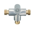 Téčko s výstupy 3x trubka 3/16 (4,75mm) se závity M10 x 1.0 s držákem