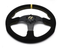 Sportovní volant Epman - 350mm semiš - černý/černý (žlutý proužek)
