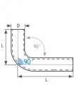 Hliníkové (Alu) koleno L - průměr 70mm (2,75 palce) - délka 60cm