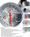 Přídavný budík Type-R - tachometr (125mm) se shift lightem 4in1 - bílý panel